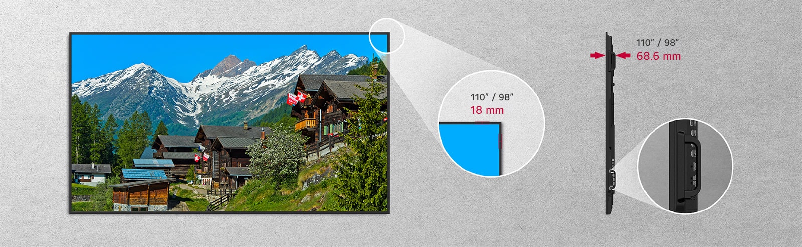 The UH5Q has an 18 mm bezel width and a depth of 68.6 mm.