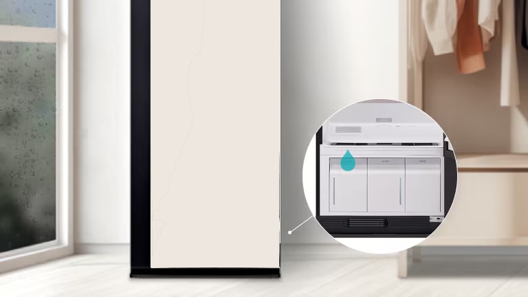 LG Styler 蒸汽衣物护理机在密闭空间内的吸湿量为 10 升。