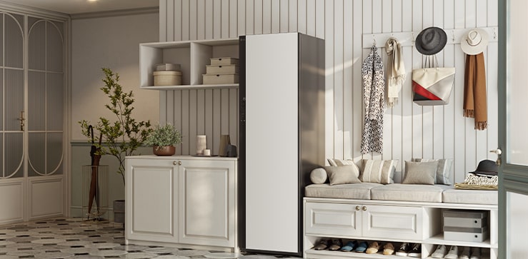 Metal fresh area inside the refrigerator.