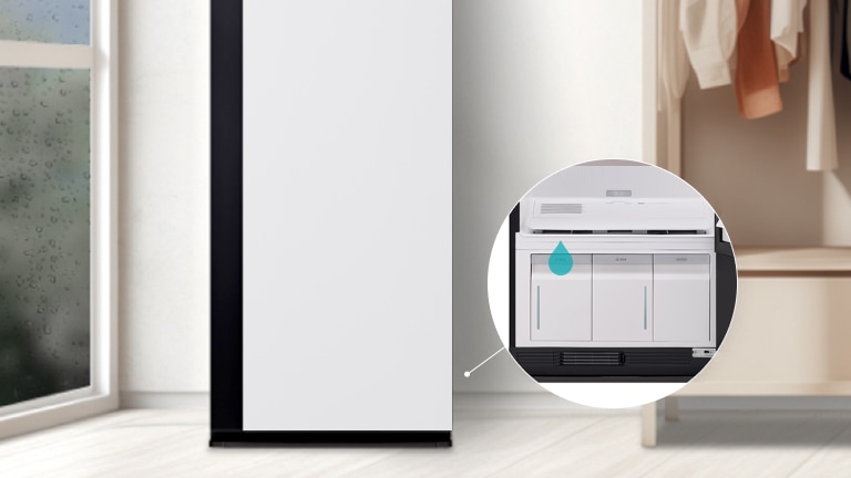 LG Styler 蒸汽衣物护理机在密闭空间内的吸湿量为 10 升。