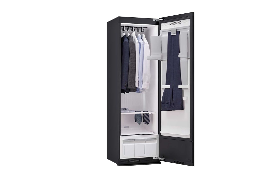 LG 恒隆专供<br>LG Styler<sup>®</sup> 蒸汽衣物护理机<br>热泵烘干塑形<br>镜面黑 5件衣服+1裤子, side view, SC5GMR4G, thumbnail 3