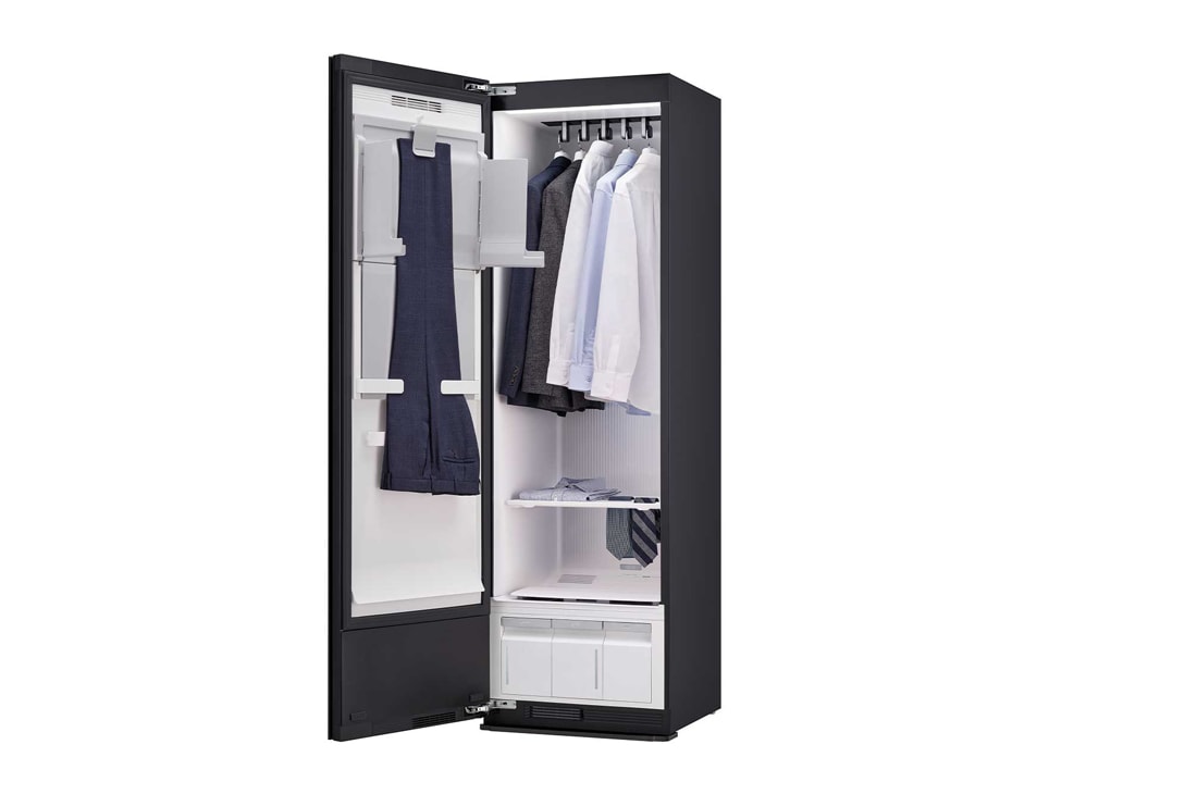 LG 恒隆专供<br>LG Styler<sup>®</sup> 蒸汽衣物护理机<br>热泵烘干塑形<br>镜面黑 5件衣服+1裤子, side view, SC5GMR4G, thumbnail 6