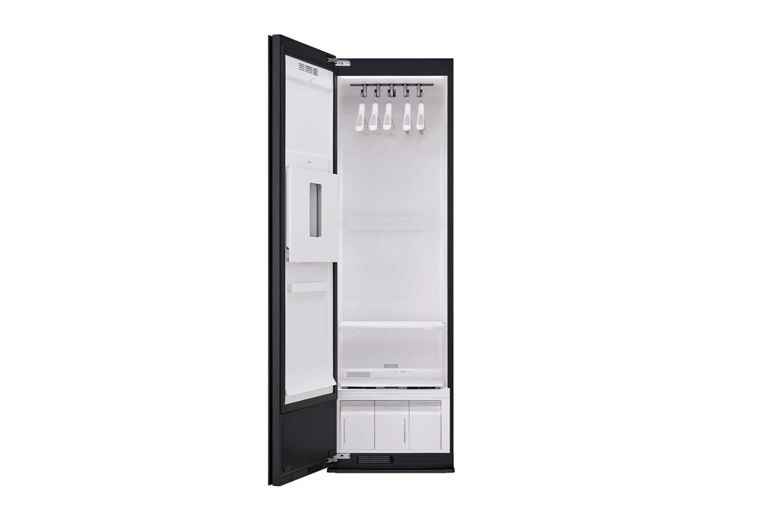 LG 恒隆专供<br>LG Styler<sup>®</sup> 蒸汽衣物护理机<br>热泵烘干塑形<br>镜面黑 5件衣服+1裤子, -15 degree side view, SC5GMR4G, thumbnail 15