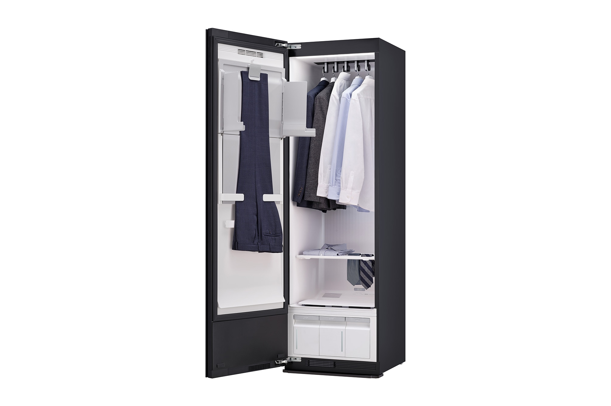 LG OBS 专供<br>LG Styler® 蒸汽衣物护理机 <br>双重蒸汽 双变频热泵烘干抚皱塑形<br>象牙白 5件衣服+1裤子, 正面打开, SC5MBR80H, thumbnail 8