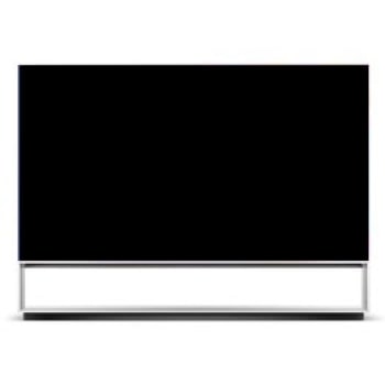 屏幕上标有LG OLED evo和LG OLED电视连续11年全球销量领先的正面视图。面板保修期五年的标志显示在屏幕上。1