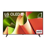 LG 77 英寸 LG OLED AI B4 4K 智能电视<br>OLED77B4, LG OLED TV, OLED B4 正面视图，屏幕上有精彩11年，卓越非凡 OLED 标志和 webOS Re:New Program，配有两柱式支架, OLED77B4PCA, thumbnail 1