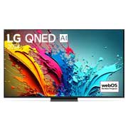LG 86 英寸 LG QNED AI<br>QNED86 4K 智能电视 2024, LG QNED TV, QNED86 的正面视图，屏幕上显示“LG QNED, 2024”字样和 webOS Re:New Program 徽标, 86QNED86TCA, thumbnail 1