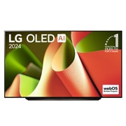 LG 83 英寸 LG OLED AI B4 4K 智能电视<br>OLED83B4, LG OLED TV, OLED B4 正面视图，屏幕上有精彩11年，卓越非凡 OLED 标志和 webOS Re:New Program，配有两柱式支架, OLED83B4PCA, thumbnail 1