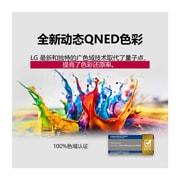LG 86 英寸 LG QNED evo AI QNED85 MiniLED 4K 智能电视 2025, 地板上溅起了五颜六色的油漆。Intertrek 认证 100% 色域达到 DCI-P3 标准色量。标题讲述了 LG 全新且独特的广色域技术，让您可以在屏幕上看到鲜艳的色彩。, 86QNED85ACA, thumbnail 6