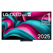 LG 83英寸 LG OLED evo AI C5 4K智能电视, LG OLED evo AI C5 4K 智能电视的正视图。屏幕上有 12 年全球最佳 OLED 标志和 LG OLED evo AI 2025 标志。, OLED83C5PCA, thumbnail 1