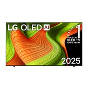 LG 83 英寸 LG OLED AI B5 4K 智能电视 , LG OLED AI B5 4K 智能电视的正视图。屏幕上有 12 年全球最佳 OLED 标志和 LG OLED AI 2025 标志。, OLED83B5PCA, thumbnail 1