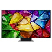 LG 2026 款 65 英寸 Mini RGB evo AI MRGB86 4K 智能电视, LG Mini RGB evo AI MRGB85 的正面视图和侧面视图，突出展示：75 英寸显示屏宽度为 1677 毫米，显示屏高度 966 毫米，带底座机身高度 1032 毫米，机身厚度 51.6 毫米，底座占地尺寸 1499×359 毫米。, 65MRGB86BCA, thumbnail 3