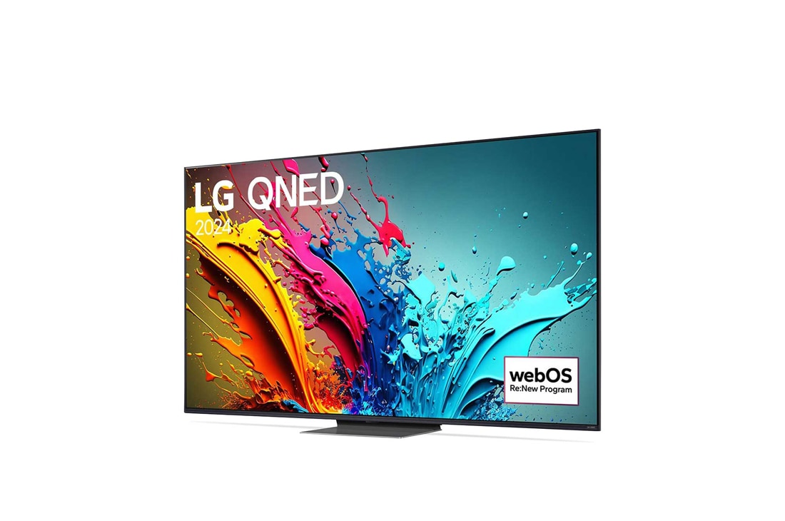LG 65 英寸 LG QNED AI<br> QNED86 4K 智能电视 2024, LG QNED TV, QNED86 的略微倾斜的左视图, 65QNED86TCA, thumbnail 3