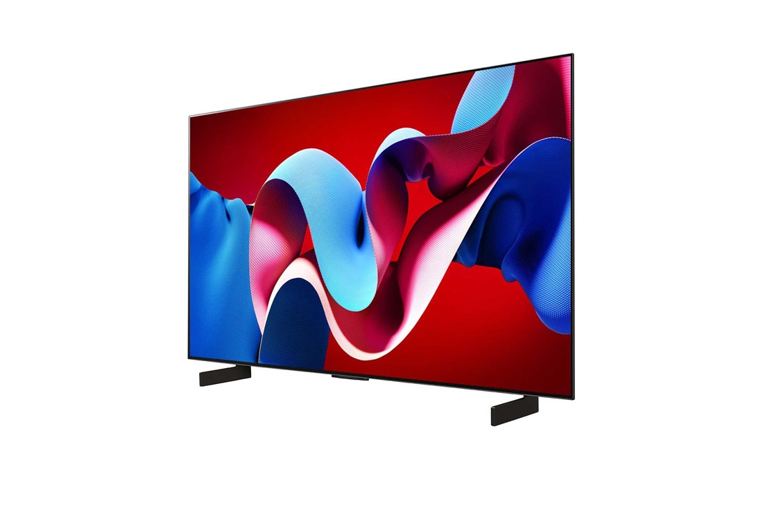 LG 42 英寸 LG OLED evo AI C4 4K 智能电视<br>OLED42C4, 略微倾斜的左侧视图，下方摆放有一个条形音箱。, OLED42C4PCA, thumbnail 3