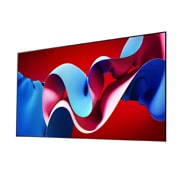 LG 83 英寸 LG OLED evo AI C4X 4K 智能电视<br>OLED83C4X, 略微倾斜的右侧视图，下方摆放有一个条形音箱，侧面是另一个扬声器。, OLED83C4XCA, thumbnail 2