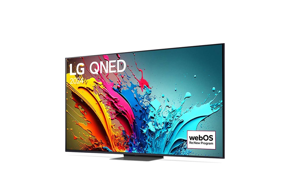 LG 86 英寸 LG QNED AI<br>QNED86 4K 智能电视 2024, LG QNED TV, QNED86 的略微倾斜的左视图, 86QNED86TCA, thumbnail 3