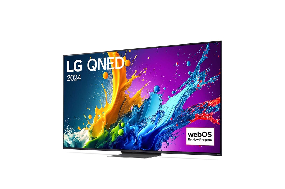 LG 86 英寸 LG QNED AI <br>QNED81 4K 智能电视 2024, LG QNED TV, QNED81 的略微倾斜的左视图, 86QNED81TCA, thumbnail 3