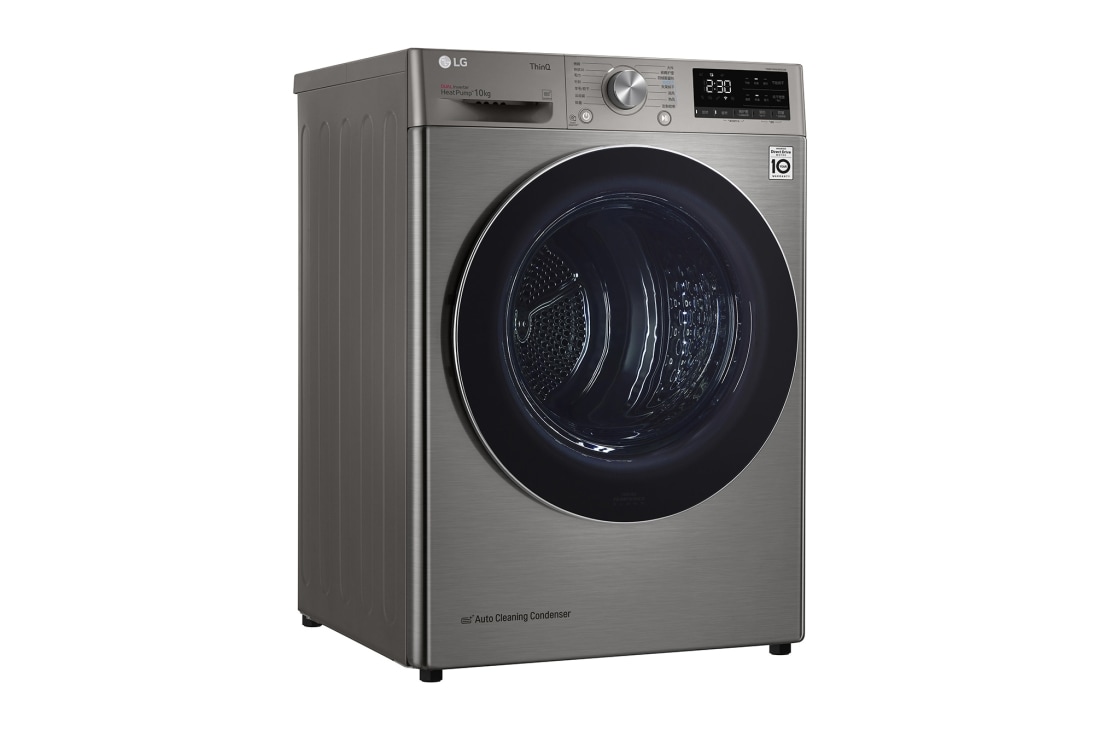 LG  双变频热泵· 大容量干衣机 健康智能护衣 10Kg 钛空银, 右边侧面视图, RH10V9PV2W, thumbnail 3