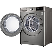 LG  双变频热泵· 大容量干衣机 健康智能护衣 10Kg 钛空银, 左边开门侧面视图, RH10V9PV2W, thumbnail 10