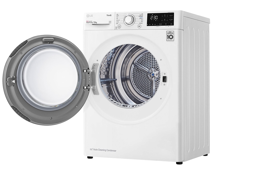 LG 双变频热泵·大容量干衣机 健康干衣护衣 10Kg  奢华白, 左面开门视图, RH10V3AV4W, thumbnail 12