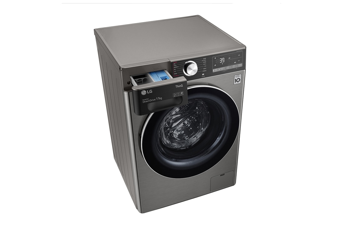 LG 人工智能 · 纤巧洗衣机 11Kg 蒸汽洗除菌除螨 钛空银, 45度右视图2, FCH11G4M, thumbnail 9