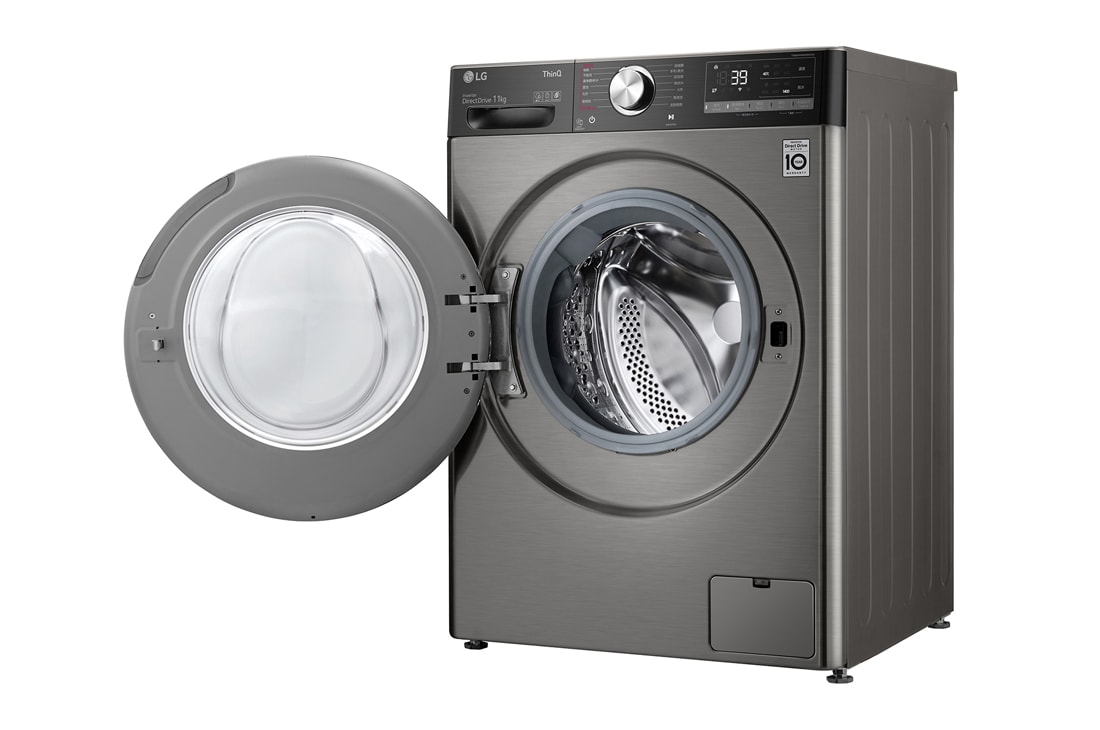 LG 人工智能 · 纤巧洗衣机 11Kg 蒸汽洗除菌除螨 钛空银, 左侧开门试图, FCH11G4M, thumbnail 11