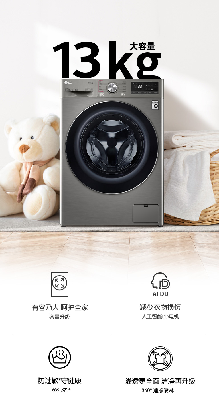 LG 洗顔機 LG Vivace 8 公斤1200 轉人工智能洗衣乾衣機(TurboWash™ 59 分鐘