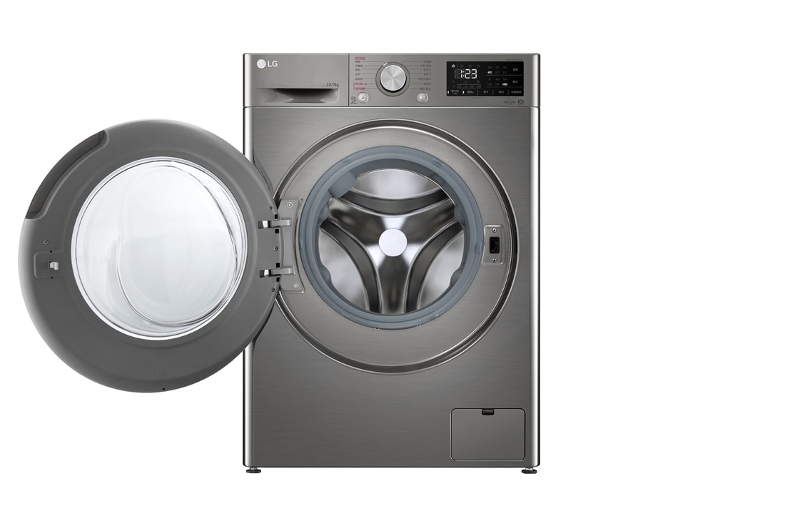 LG人工智能·纤巧洗烘一体机 蒸汽洗 纤薄机身 10/7Kg 钛空银, 正面开门试图, FD10PN4, thumbnail 2