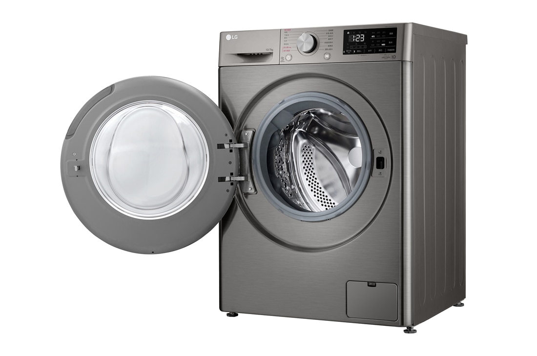 LG人工智能·纤巧洗烘一体机 蒸汽洗 纤薄机身 10/7Kg 钛空银, 左侧开门试图, FD10PN4, thumbnail 11