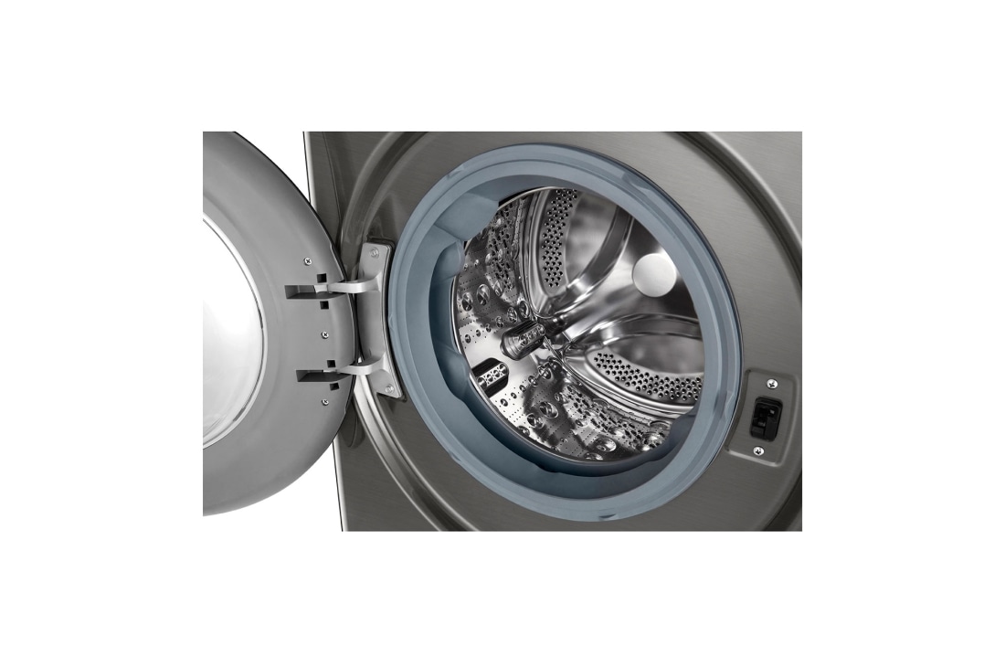 LG 人工智能·纤巧洗衣机 健康蒸汽洗 纤薄机身 10Kg 钛空银, 左侧视图，机盖关闭, FY10PN4, thumbnail 4