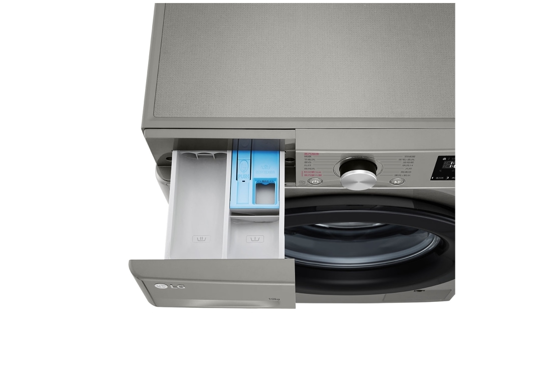 LG 人工智能·纤巧洗衣机 健康蒸汽洗 纤薄机身 10Kg 钛空银, 右侧视图，机盖关闭, FY10PN4, thumbnail 7