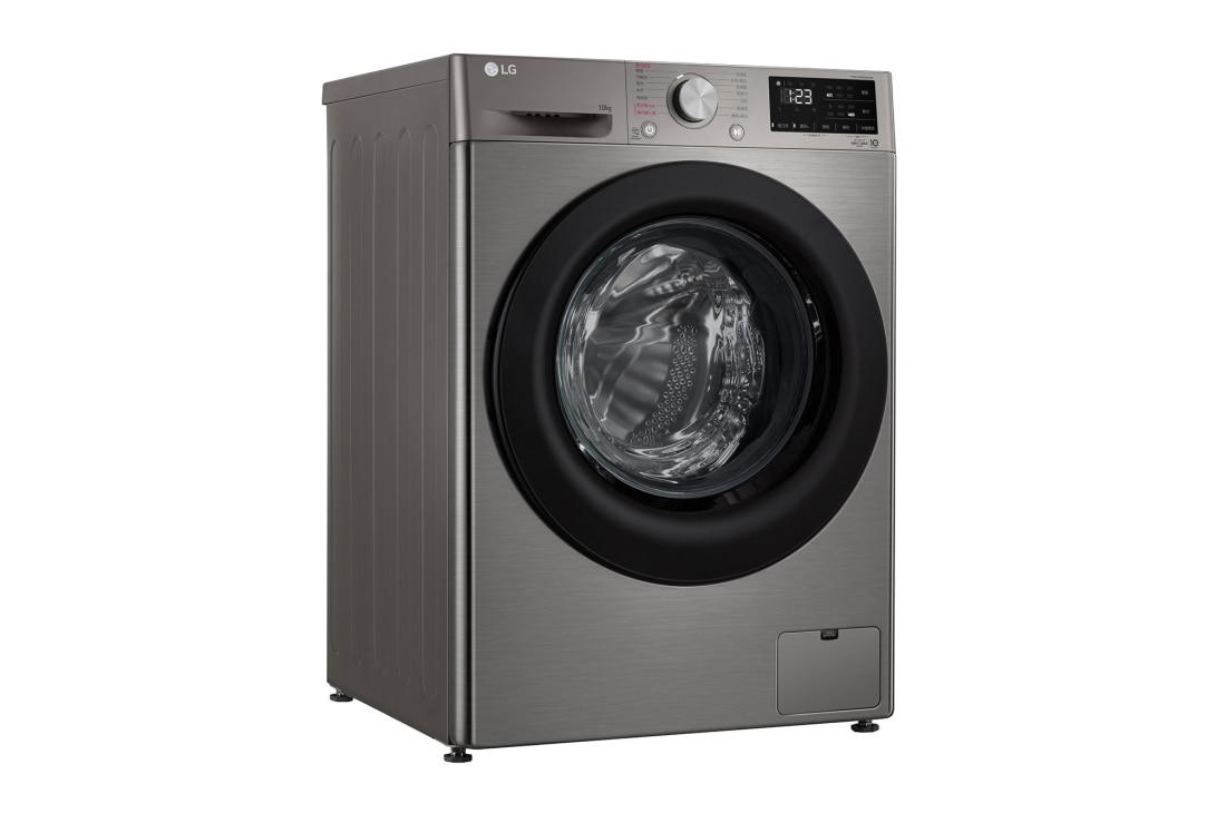 LG 人工智能·纤巧洗衣机 健康蒸汽洗 纤薄机身 10Kg 钛空银, LG UHD televizoriaus vaizdas iš priekio su papildomu vaizdu ir gaminio logotipu, FY10PN4, thumbnail 10