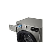 LG 人工智能·纤巧洗衣机 健康蒸汽洗 纤薄机身 10Kg 钛空银, 右侧视图，屏后盖打开, FY10PN4, thumbnail 6