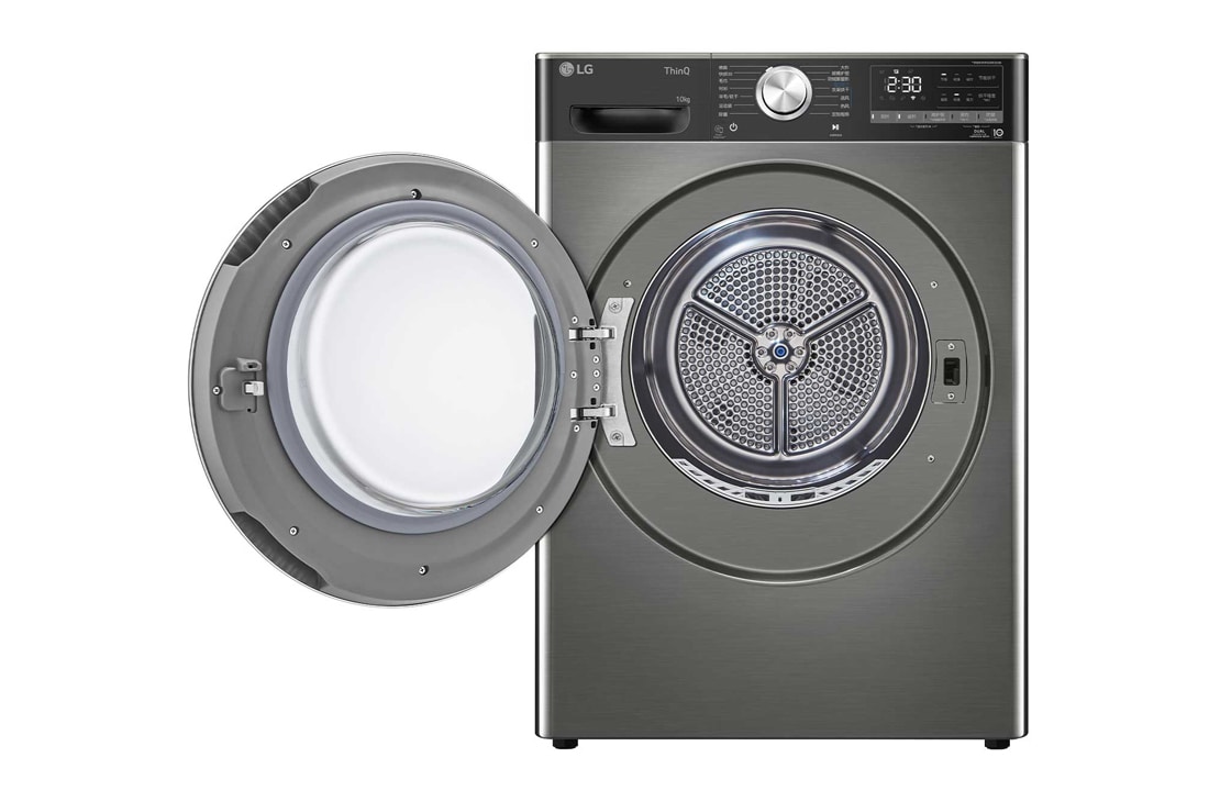 LG  双变频热泵· 大容量干衣机 健康智能护衣 10Kg 钛空银, 正面开门视图, RH10V9PV2WR, thumbnail 2