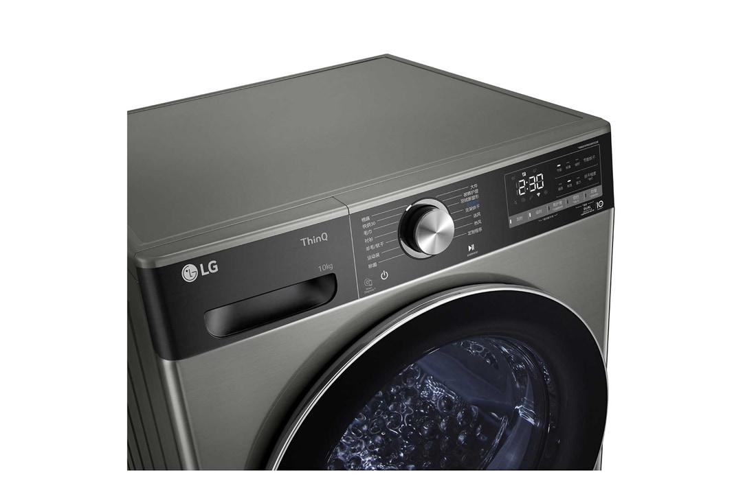 LG  双变频热泵· 大容量干衣机 健康智能护衣 10Kg 钛空银, 右边侧面视图, RH10V9PV2WR, thumbnail 3
