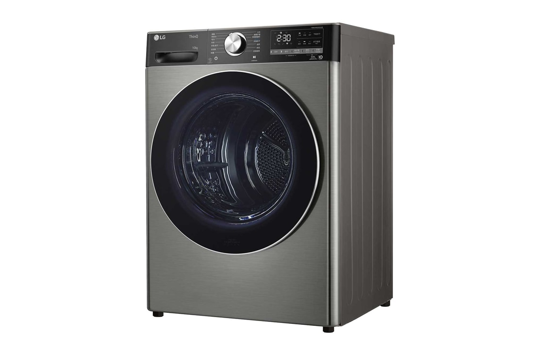 LG  双变频热泵· 大容量干衣机 健康智能护衣 10Kg 钛空银, 左边开门侧面视图, RH10V9PV2WR, thumbnail 10
