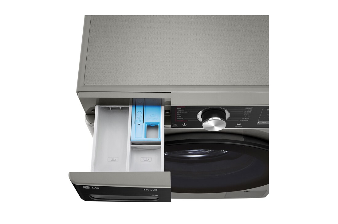 LG人工智能·小旋风<sup>Max</sup>大容量洗衣机 360°速净喷淋  12Kg 钛空银, 06_FY12PW4A_Top_Right_Drawer_Open_Detail, FY12PW4A, thumbnail 6