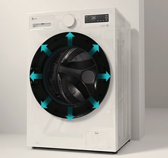 它显示洗衣机的更宽大内部