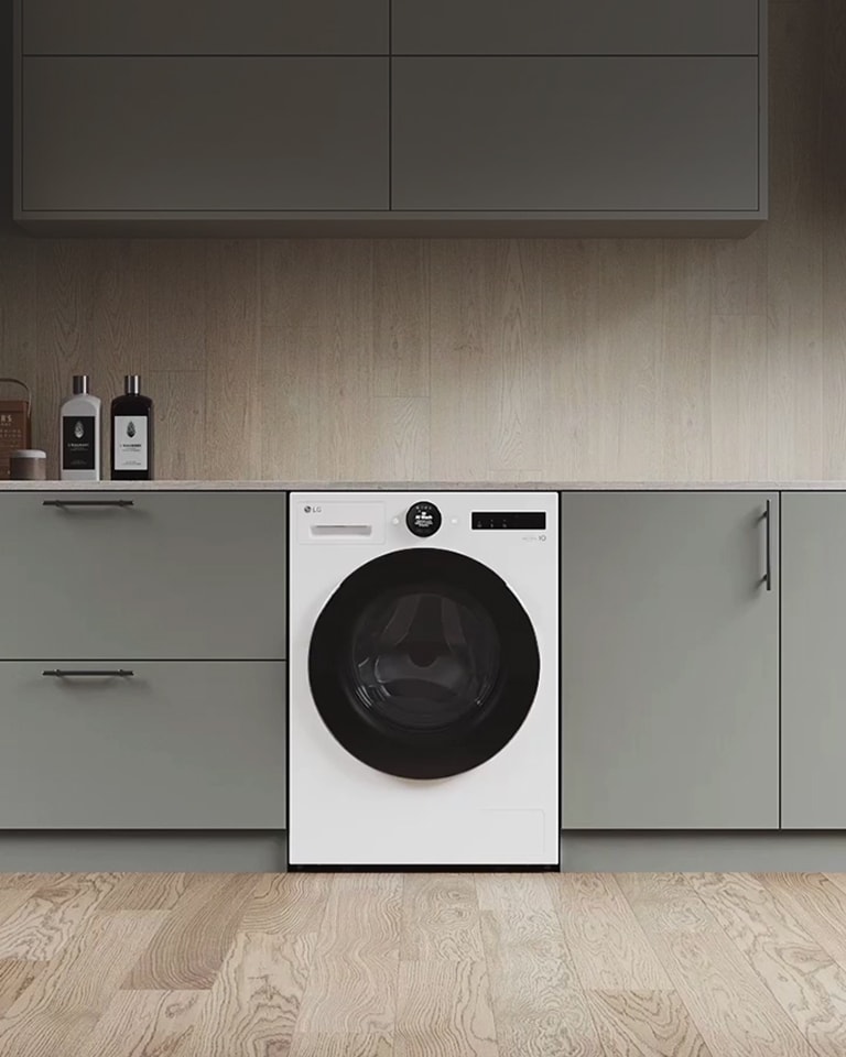 洗衣机放大画面。 画面变化，面板侧面呈现出三种颜色：白色、浅灰色、深灰色。