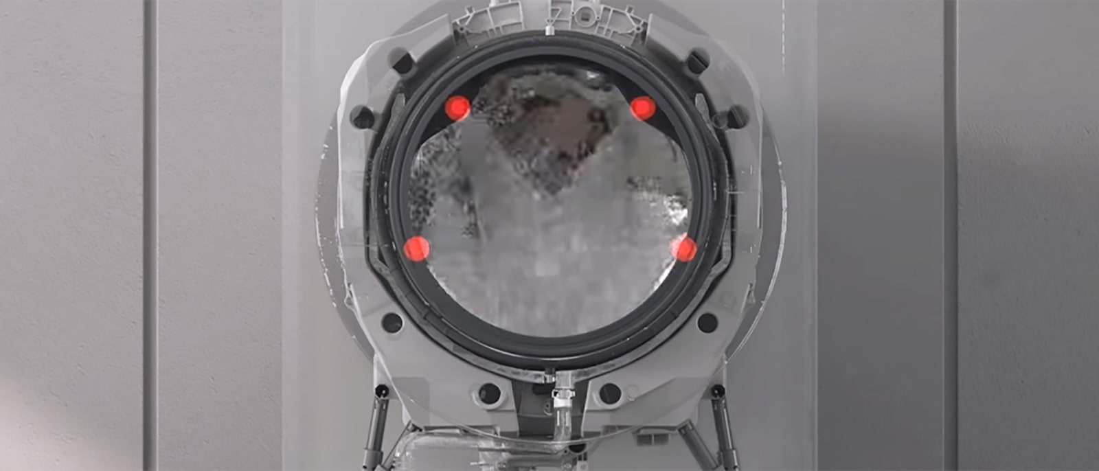 它显示从顶部和底部出水蒸气进行清洗。