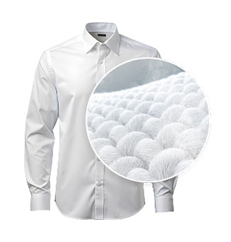 放大后的经蒸汽护理的织物细节图 