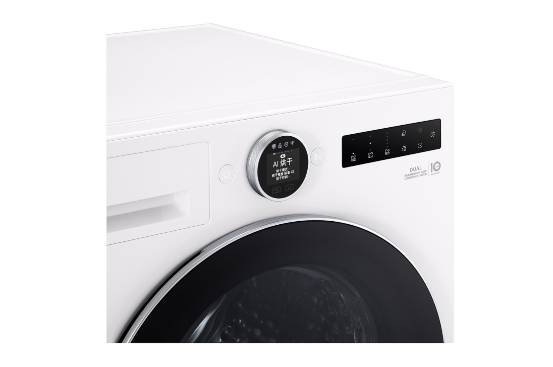 LG AI双变频热泵·觅境干衣机Turbo速烘10Kg 晨露白, 旋钮式窗口显示屏详情, RH10X75V2N, thumbnail 3