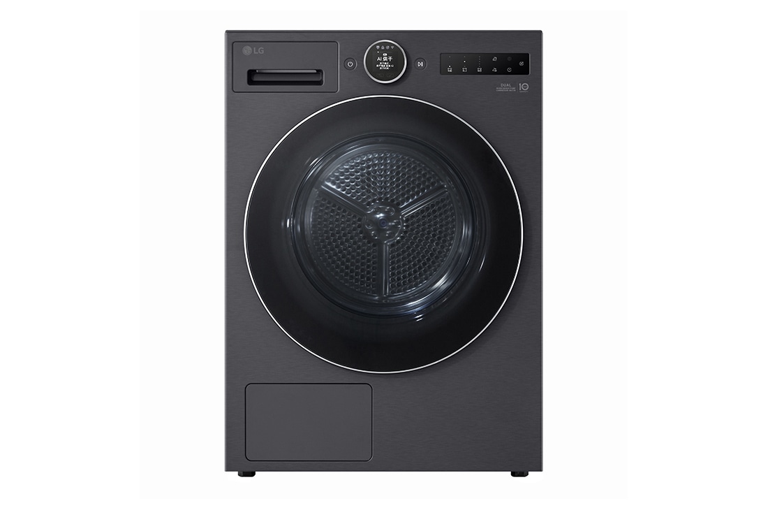 LGAI双变频热泵·觅境干衣机Turbo速烘10Kg 暮云黑, 正面, RH10X76V2N