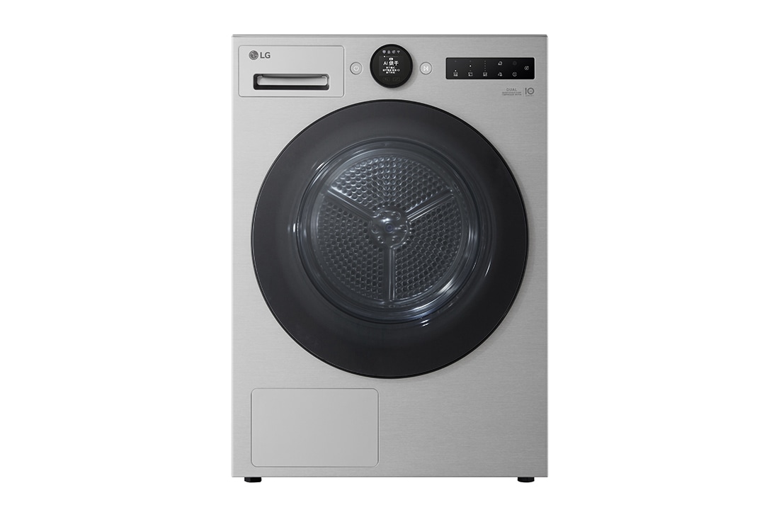 LGAI双变频热泵·觅境干衣机<br>Turbo速烘大容量10Kg 月夜银, 正面, RH10X77VEN