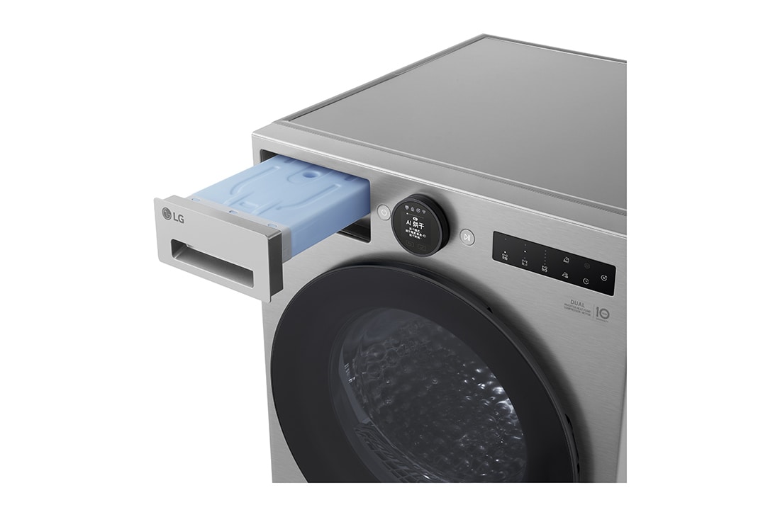 LGAI双变频热泵·觅境干衣机<br>Turbo速烘大容量10Kg 月夜银, 顶视图, RH10X77VEN, thumbnail 10
