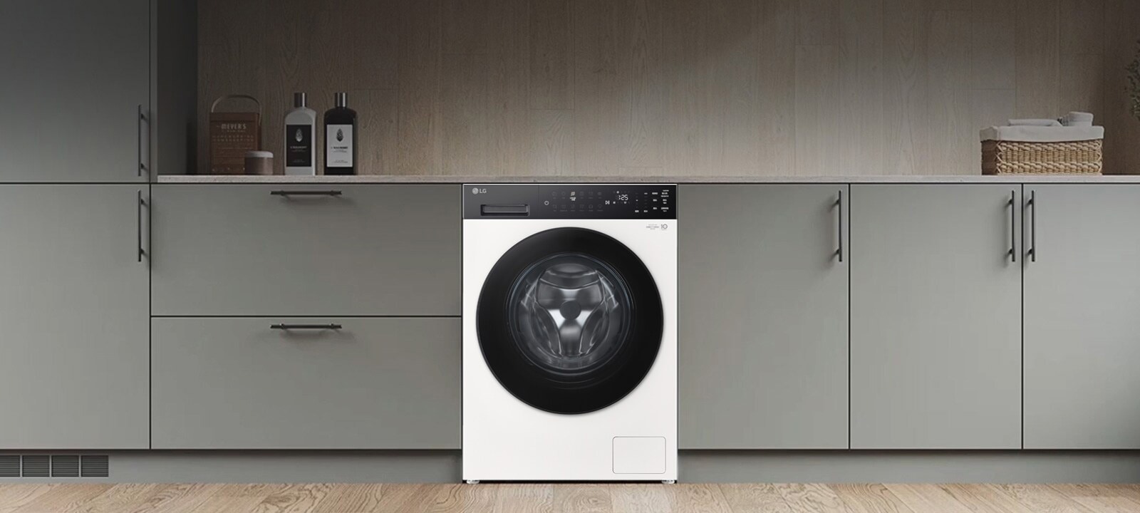 洗衣机放大画面。 画面变化，面板侧面呈现出三种颜色：白色、浅灰色、深灰色。