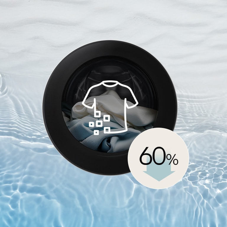 以海浪元素为背景的图片展示了微塑料排放量可最多减少 60%