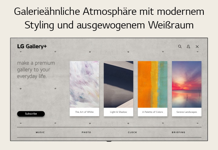 LG Gallery+ präsentiert eine visuell ansprechende Home-Benutzeroberfläche mit kuratierten Kunstsammlungen.