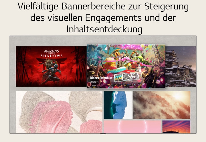 LG Gallery+ zeigt vielfältige Bannerbereiche zur Steigerung des visuellen Engagements.