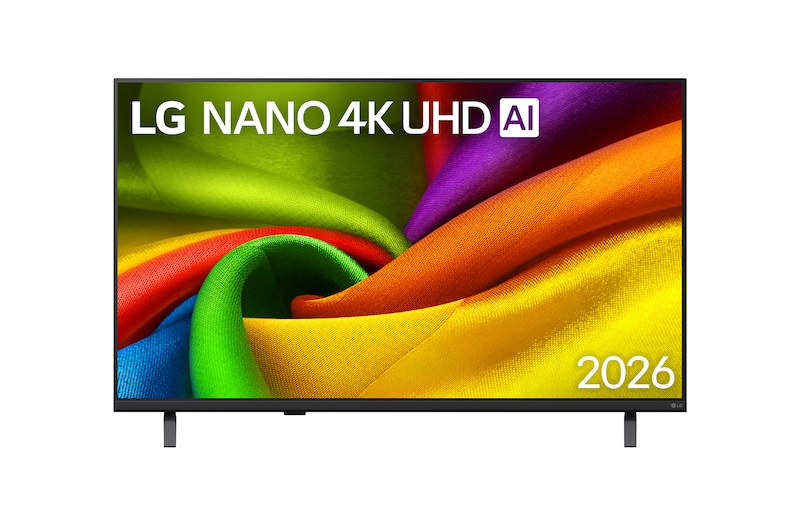 Vorderansicht von 43 Zoll LG NANO 4K UHD AI NU8E Smart TV 2026 43NU8E0B3LA
